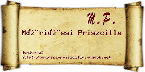 Máriássi Priszcilla névjegykártya